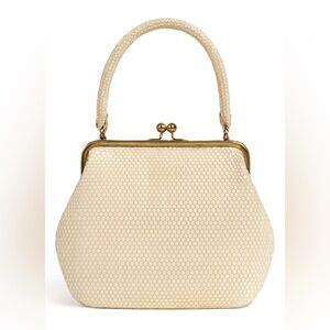 ✨ Vintage Ivory Sequin Handbag | 1950s–1960s Evening Purse | Gold Frame ✨
